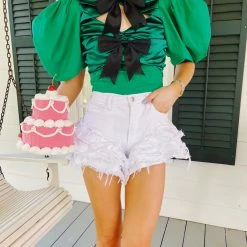 Triple Threads Bowknot Top - Green Tops