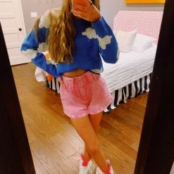 Triple Threads Paperbag Denim Shorts - Pink