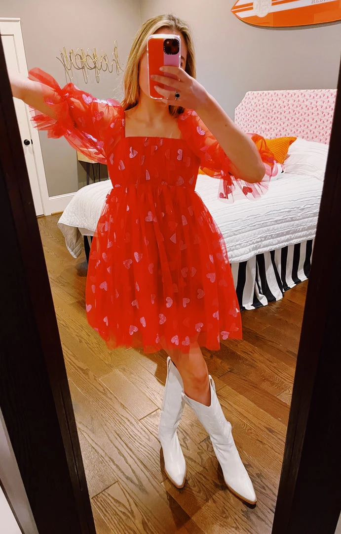 Triple Threads Dresses Love You Most Glitter Dress - Red/Pink