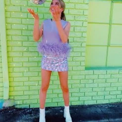 Triple Threads Fly Away Feather Top - Purple