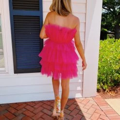 MABLE Had Me At Cocktails Tulle Dress - Hot Pink