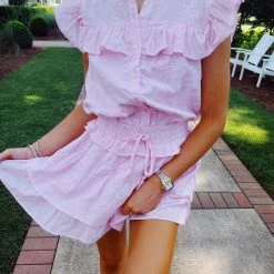 Triple Threads The Lacey Romper/Dress - Pink