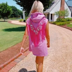 Bead Fringe Hoodie Dress - QUEEN OF SPARKLES New Arrivals