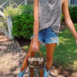 ENTRO New Arrivals Zebra Cowl Neck Top