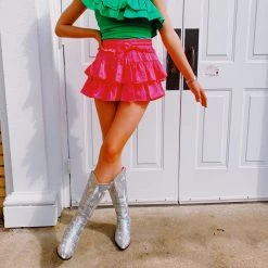 Triple Threads Tops Green Ruffle Bodysuit