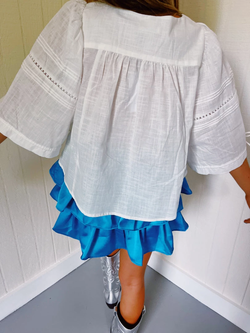 DAY + MOON Pin Tuck Blouse - White Tops