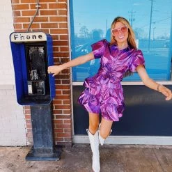 Triple Threads Dresses Purple Collared Dress - Queen Of Sparkles