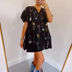 Safety Pin Dress - QUEEN OF SPARKLES WOMEN DRESS New Arrivals