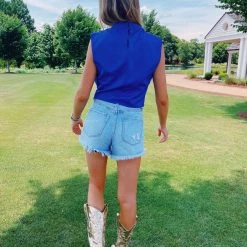 STRUT & BOLT New Arrivals Cowl Neck Top - Royal Blue