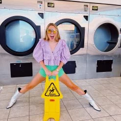 OLIVACEOUS Tops Lady May Eyelet Top - Lavender