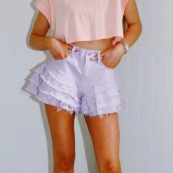Triple Threads Cap Sleeve Crop Tee - Peach Tops