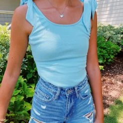 Triple Threads New Arrivals Ponytail Tie Bodysuit - Blue