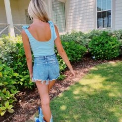 Triple Threads New Arrivals Ponytail Tie Bodysuit - Blue