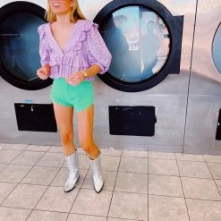 OLIVACEOUS Tops Lady May Eyelet Top - Lavender