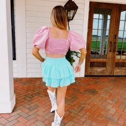 Triple Threads Sheen Puff Sleeve Top - Pink