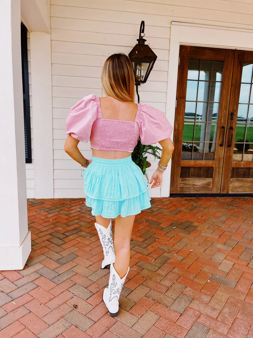 Triple Threads Sheen Puff Sleeve Top - Pink