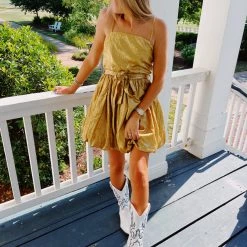 TCEC Stand Out Metallic Dress - Gold New Arrivals