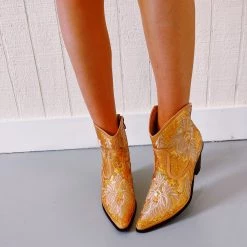 Triple Threads Shortie Disco Cowgirl Boots - Gold Shoes