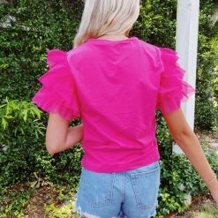 Triple Threads New Arrivals Ruffle Tulle Tee - Pink
