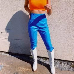 RIVIR The Blue's Leather Pants Bottoms