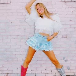 Triple Threads Tops Soft And Sweet Lace Top - Cream