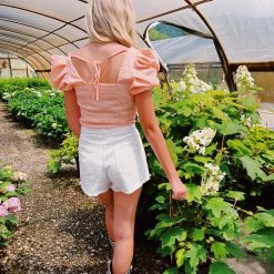 TCEC Orange Patterned Bodysuit Tops