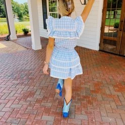Triple Threads The GINGHAM Lacey Set - Blue / TOP Tops