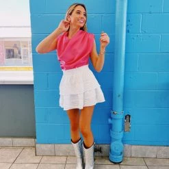 STRUT & BOLT Cowl Neck Top - Bubblegum