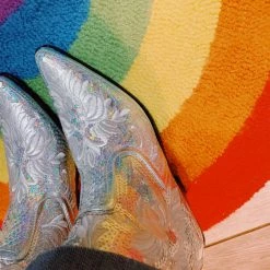 Triple Threads Shoes Shortie Disco Cowgirl Boots - Silver