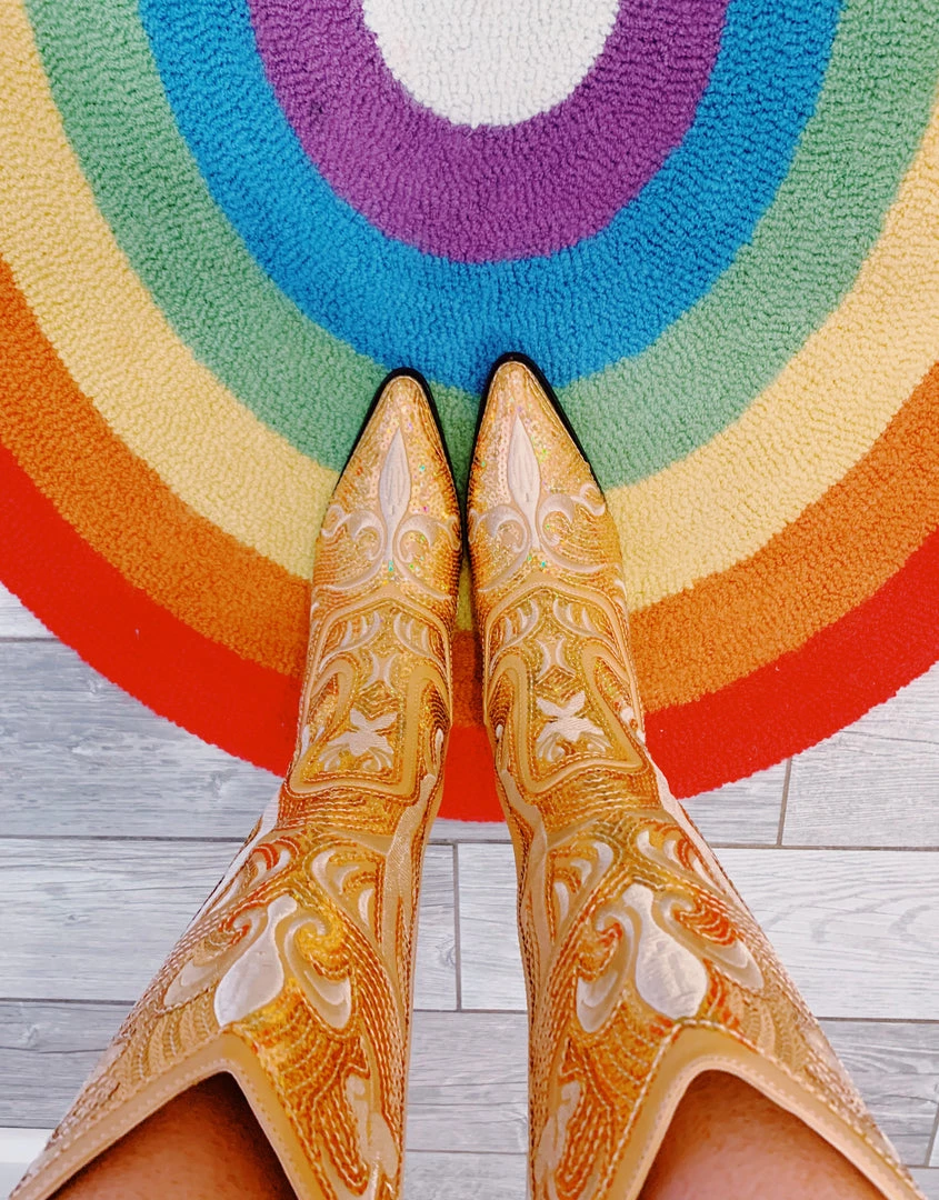 Triple Threads - MEB Disco Cowgirl Boots - Gold Shoes