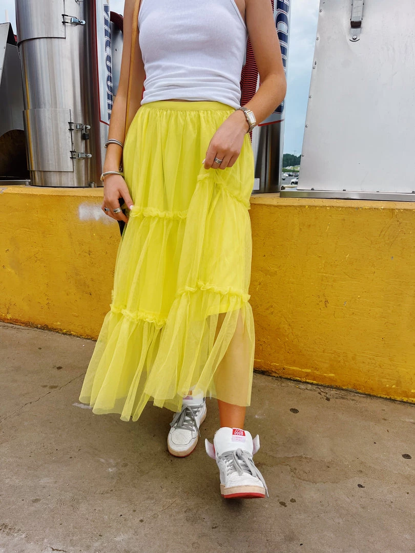 STRUT & BOLT Chartreuse Tulle Skirt