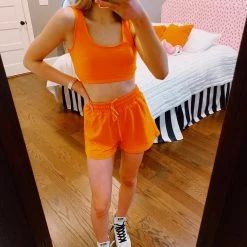 RIVIR Jumpsuits + Rompers Workin' On My Fitness Set - Orange