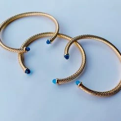 Triple Threads Accessories & Gifts Skinny Wire Bracelet- Blue/Gold