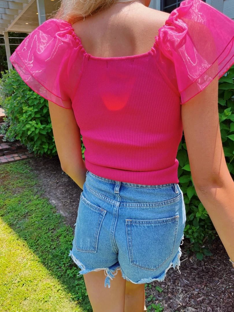 Triple Threads Kiss And Tell Tulle Top - Pink