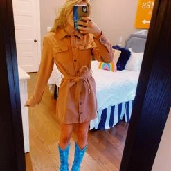 Triple Threads - MEB Dresses Denim Mini Dress - Terracotta