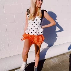 Triple Threads Polka Dot Tie Tank - White Tops